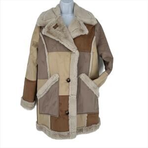 Hollister Faux Suede/Fur Coat in Tan Size Medium